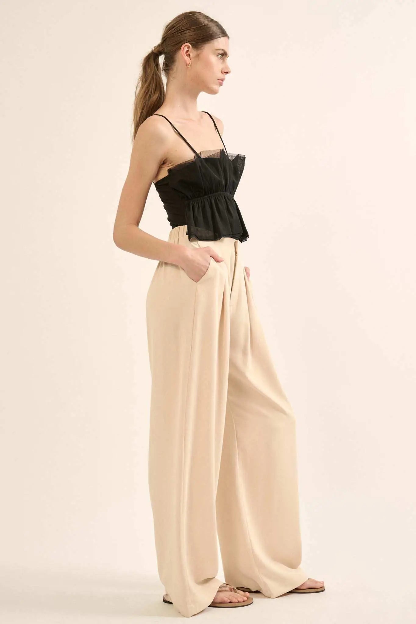 Turn Up the Volume Ruffled Tulle Cami Bodysuit