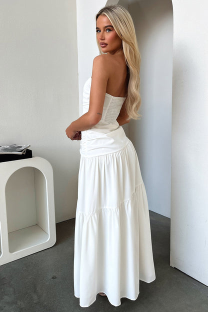 Charlotte Strapless Maxi Dress - White