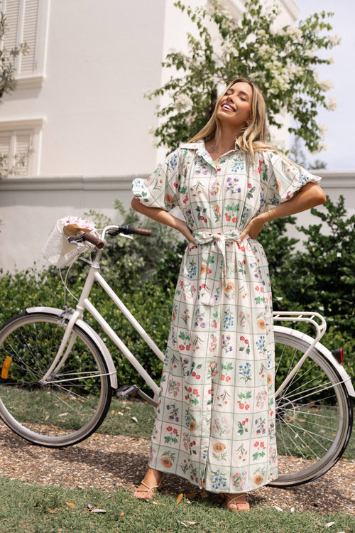 James Button Through Maxi Dress - Flower Market