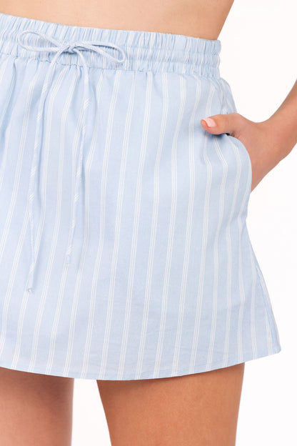 Daisy Skirt Set - Blue White Stripe